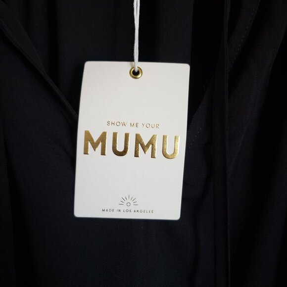 Show Me Your Mumu Viola Tiered Mini Dress Black Flounce Sleeve Women's Large NEW - Picture 9 of 11